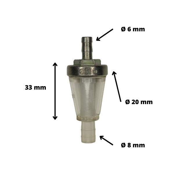 368 Fuel filter "conical" Ø 8/6 mm, measure