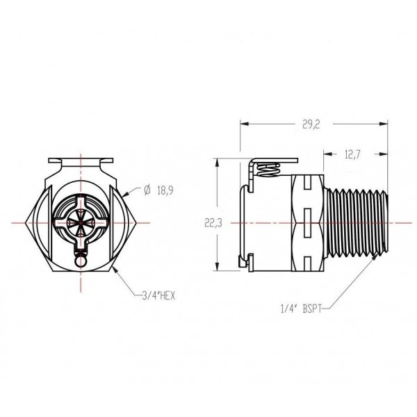 439 Triumph, raccordo di uscita del serbatoio "CPC" 1/4" BSPT, schema