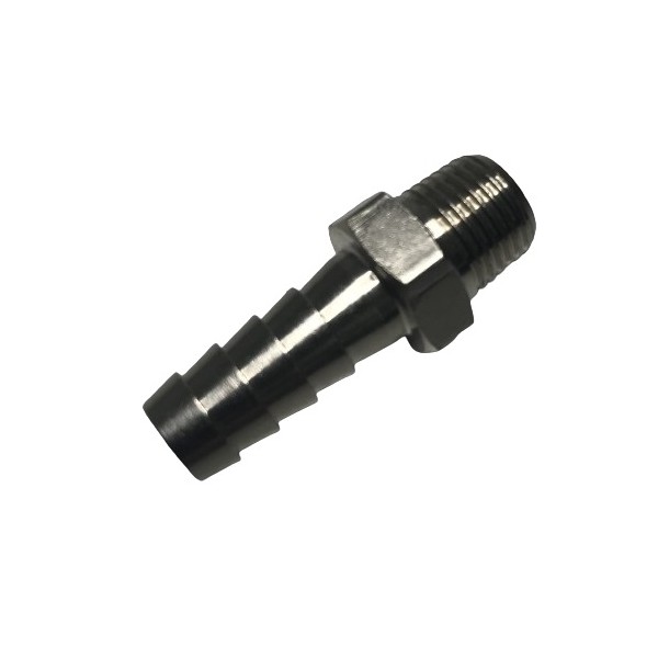 614 Raccordo Maschio NPTF 1/8" uscita Ø 8 mm, vista laterale
