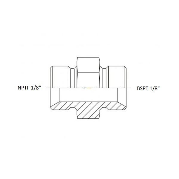 608 Adattatore NPT 1/8" maschio / BSP 1/8", schema