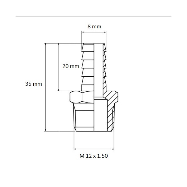 312 Raccord Alu M 12 x 1.50, schéma