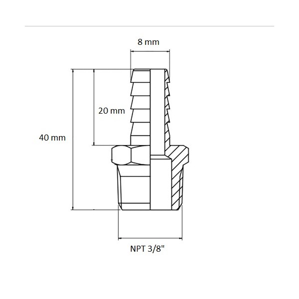 426 Alu-Anschluss NPT 3/8", Ausgang Ø 8 mm, Schema