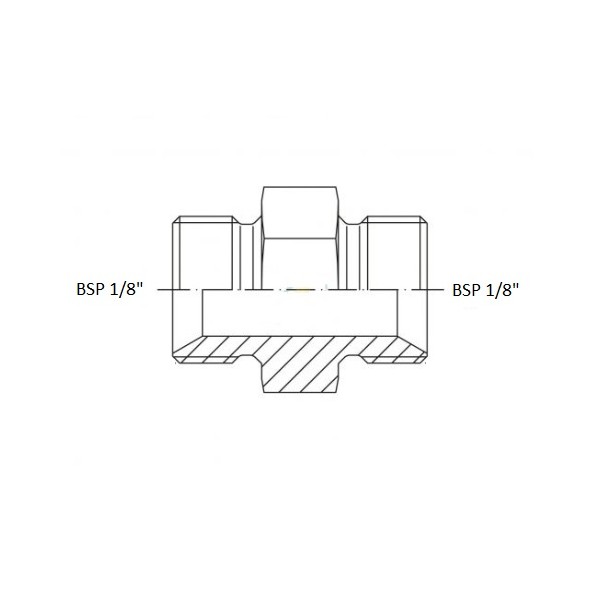609 Adaptador macho BSP 1/8" / BSP 1/8", esquema