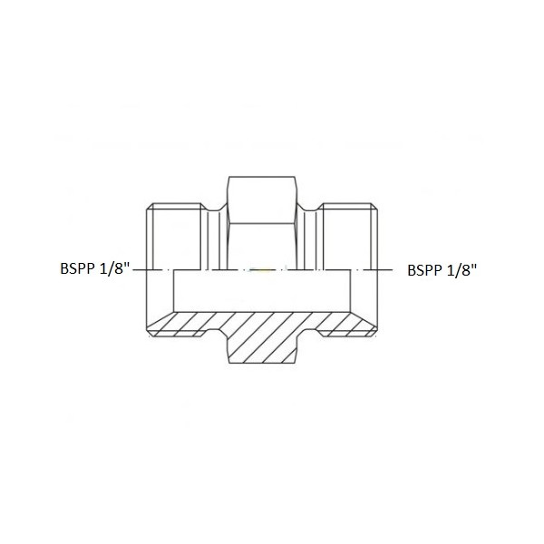 658 Adaptateur mâle avec joints NBR, BSPP 1/8"/BSPP 1/8", schéma