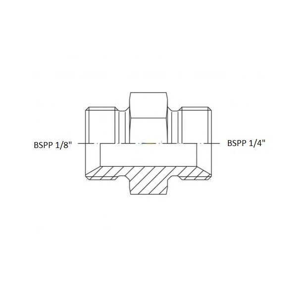 657 Adaptador macho con juntas NBR, BSPP 1/8"/ BSPP 1/4"