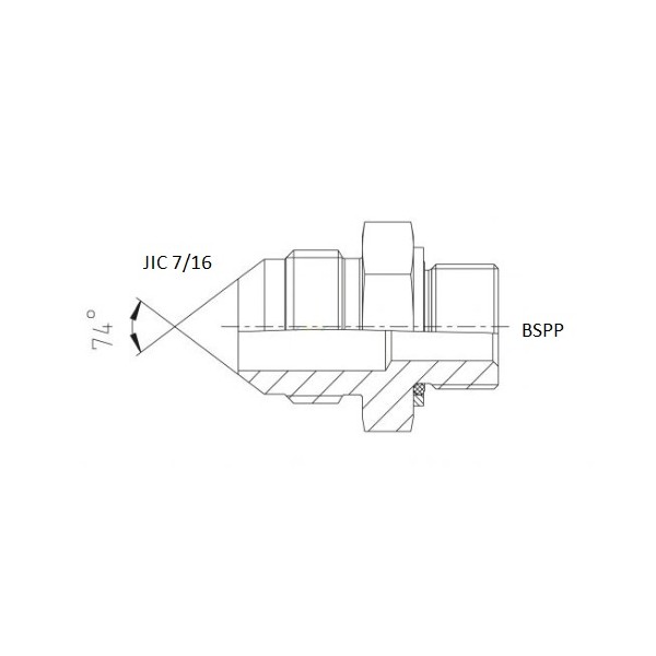 622 Adapter BSPP 1/8" / 7/16 JIC, schema