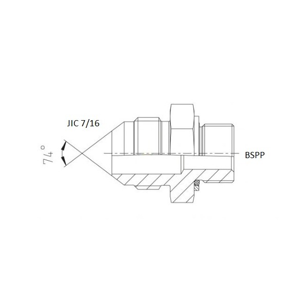 622 Adattatore dritto BSPP 1/8" / 7/16 JIC, schema