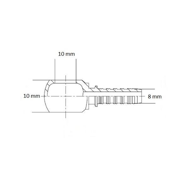 624 Banjo Ø 10 mm, connection Ø 8 mm, schema