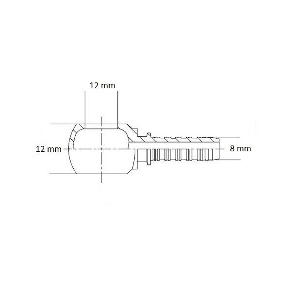 623 Banjo Ø 12 mm, connection Ø 8 mm, schema