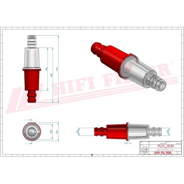 785 Filtre à essence "Hifi Filter RT 42" sorties Ø 12 mm, schéma