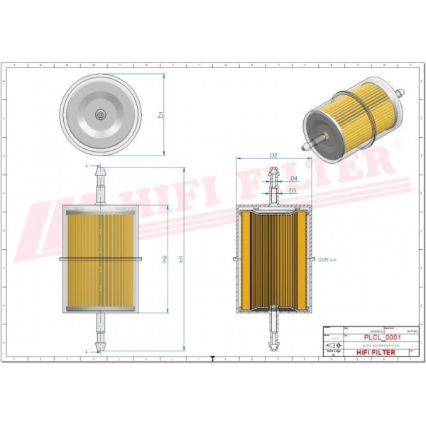 786 Filtre à essence "Hifi Filte RT 1" sorties Ø 6/8 mm, schéma