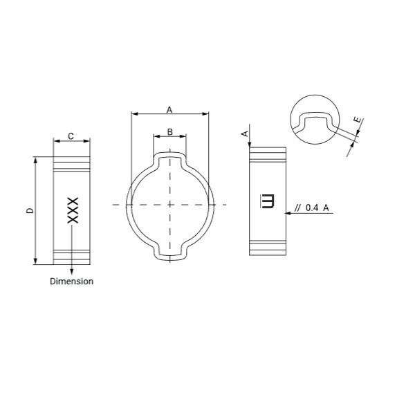 834 Two ear clip Ø 15 - 18 mm, schema