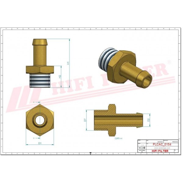 907 Raccordo M 16 x 1.50, uscita Ø 8 mm, schema